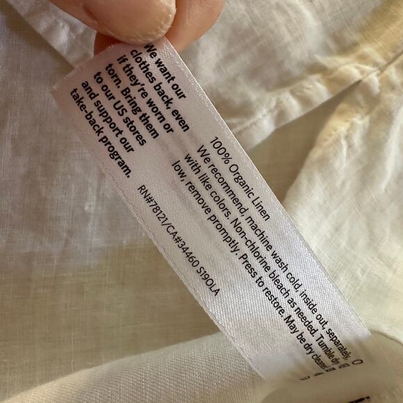 EILEEN FISHER Womens Petite 100% Organic Linen Sleeveless Tunic Size Small White - Picture 6 of 7